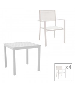 Τραπεζαρία Kliton - Moly σετ 5τεμ pakoworld αλουμίνιο σε λευκή απόχρωση 80x80x74εκ