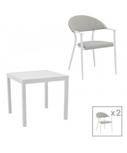 Τραπεζαρία Kliton - Pino σετ 3τεμ pakoworld αλουμίνιο σε λευκή απόχρωση 80x80x74εκ