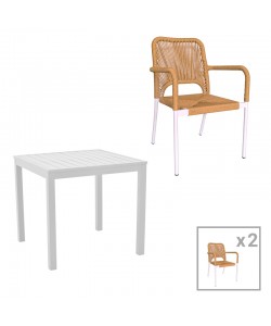 Τραπεζαρία Kliton - Norture σετ 3τεμ pakoworld αλουμίνιο σε λευκή απόχρωση 80x80x74εκ