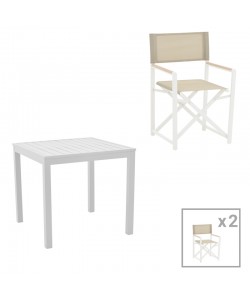 Τραπεζαρία Kliton - Mabu σετ 3τεμ pakoworld αλουμίνιο σε λευκή απόχρωση 80x80x74εκ