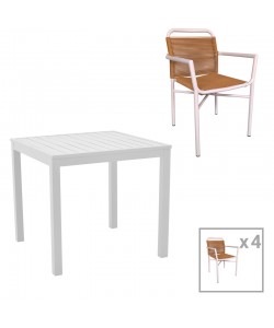 Τραπεζαρία Kliton - Clutch σετ 5τεμ pakoworld αλουμίνιο σε λευκή απόχρωση 80x80x74εκ