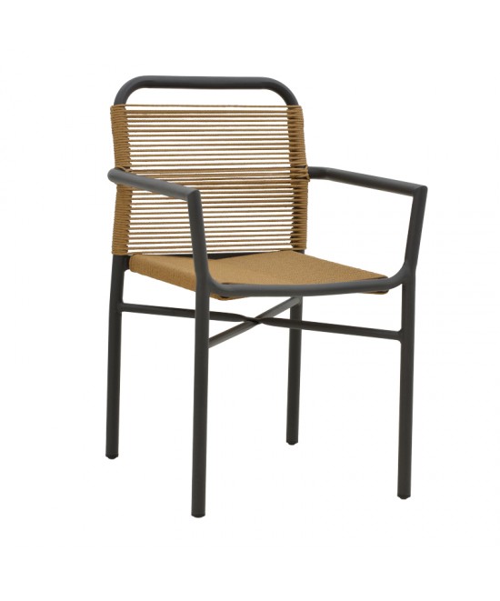 Τραπεζαρία Clutch -Thorio σετ 5τεμ pakoworld ανθρακί αλουμίνιο και plywood σε φυσική απόχρωση 160x90x75εκ