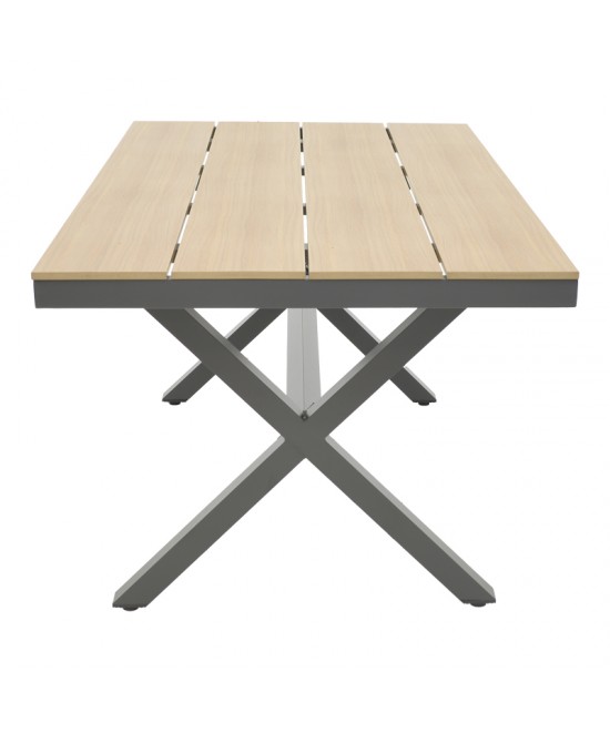 Τραπεζαρία Clutch -Thorio σετ 5τεμ pakoworld ανθρακί αλουμίνιο και plywood σε φυσική απόχρωση 160x90x75εκ