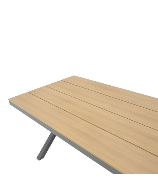 Τραπεζαρία Clutch -Thorio σετ 5τεμ pakoworld ανθρακί αλουμίνιο και plywood σε φυσική απόχρωση 160x90x75εκ