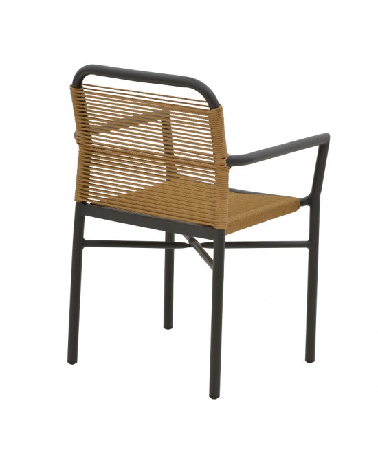 Τραπεζαρία Clutch -Thorio σετ 5τεμ pakoworld ανθρακί αλουμίνιο και plywood σε φυσική απόχρωση 160x90x75εκ