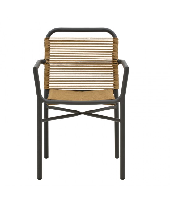 Τραπεζαρία Clutch -Thorio σετ 5τεμ pakoworld ανθρακί αλουμίνιο και plywood σε φυσική απόχρωση 160x90x75εκ