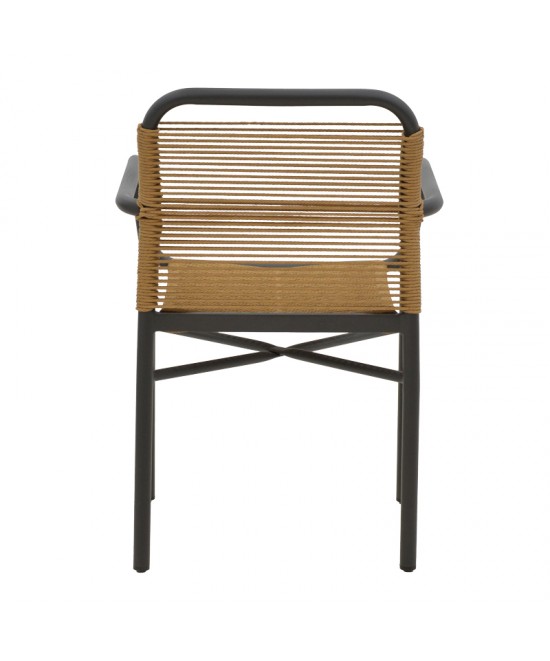 Τραπεζαρία Clutch -Thorio σετ 5τεμ pakoworld ανθρακί αλουμίνιο και plywood σε φυσική απόχρωση 160x90x75εκ