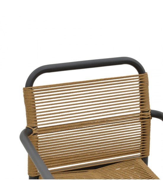 Τραπεζαρία Clutch -Thorio σετ 5τεμ pakoworld ανθρακί αλουμίνιο και plywood σε φυσική απόχρωση 160x90x75εκ