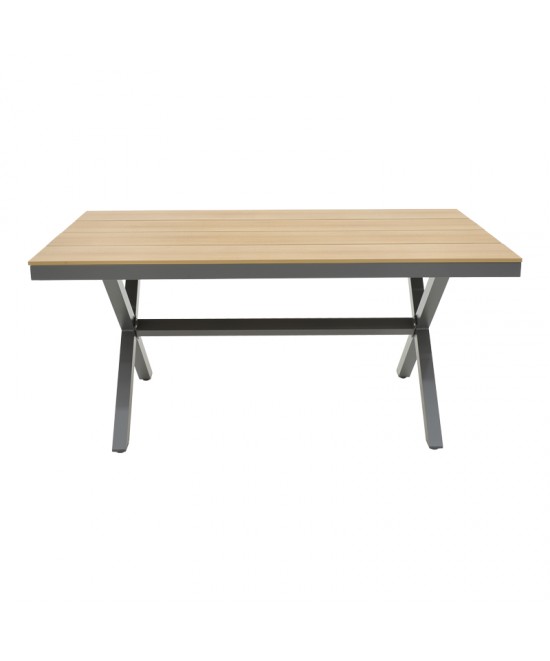 Τραπεζαρία Clutch -Thorio σετ 5τεμ pakoworld ανθρακί αλουμίνιο και plywood σε φυσική απόχρωση 160x90x75εκ