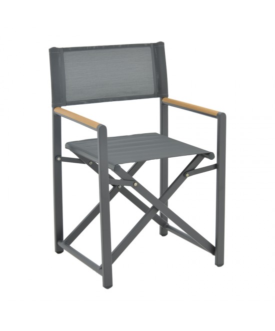 Τραπεζαρία Mabu-Thorio σετ 5τεμ pakoworld ανθρακί αλουμίνιο και plywood σε φυσική απόχρωση 160x90x75εκ