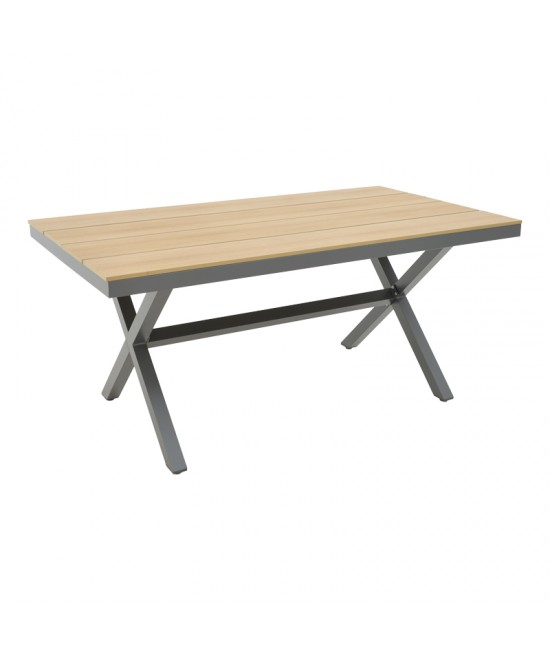 Τραπεζαρία Mabu-Thorio σετ 5τεμ pakoworld ανθρακί αλουμίνιο και plywood σε φυσική απόχρωση 160x90x75εκ