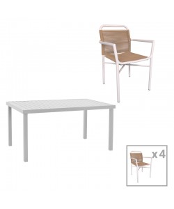 Τραπεζαρία Kliton - Clutch σετ 5τεμ pakoworld αλουμίνιο σε λευκή απόχρωση 150x80x74εκ