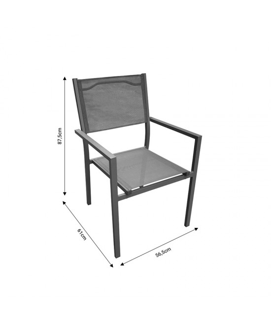 Τραπεζαρία Moly-Kliton B σετ 7τεμ pakoworld αλουμινίου και ανθρακί textilene 150x80x74εκ
