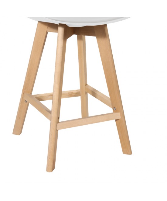 Σκαμπό μπαρ Gaston pakoworld λευκό pp-pu και ξύλινο πόδι σε φυσική απόχρωση 56x48.5x104εκ