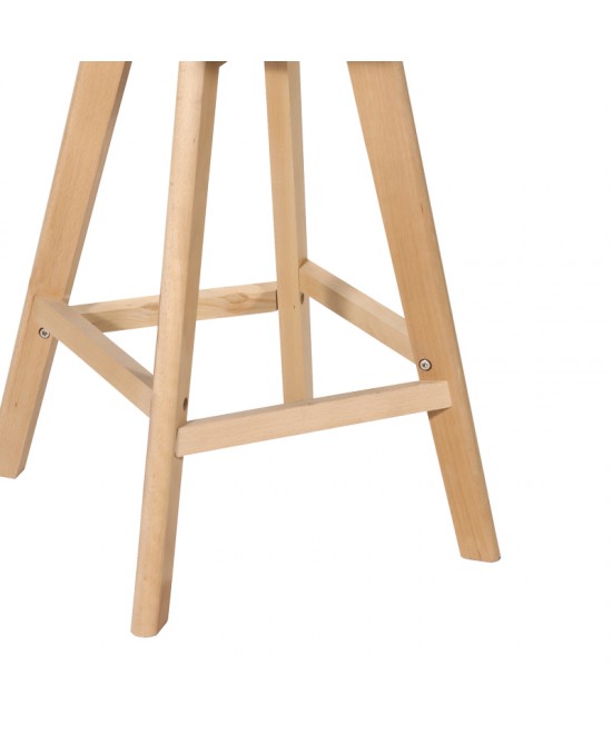 Σκαμπό μπαρ Gaston pakoworld μαύρο pp-pu και ξύλινο πόδι σε φυσική απόχρωση 56x48.5x104εκ