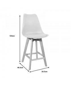 Σκαμπό μπαρ Gaston pakoworld μαύρο pp-pu και ξύλινο πόδι σε φυσική απόχρωση 56x48.5x104εκ