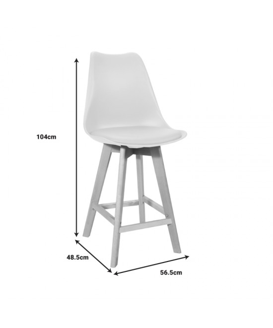 Σκαμπό μπαρ Gaston pakoworld μαύρο pp-pu και ξύλινο πόδι σε φυσική απόχρωση 56x48.5x104εκ