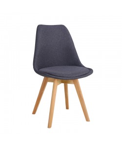 Καρέκλα Gaston pakoworld γκρι σκούρο ύφασμα και ξύλινο πόδι σε φυσική απόχρωση 56.5x43x83.5εκ