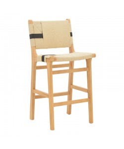 Σκαμπό μπαρ Julien pakoworld rubberwood φυσικό-έδρα φυσικό-μαύρο σχοινί 45x46x95εκ