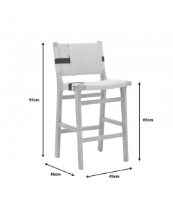 Σκαμπό μπαρ Julien pakoworld rubberwood φυσικό-έδρα φυσικό-μαύρο σχοινί 45x46x95εκ