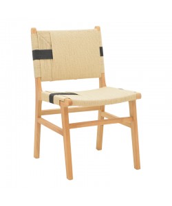 Καρέκλα Julien pakoworld rubberwood και επένδυση με σχοινί σε φυσικό-μαύρο χρώμα 61x54x85εκ