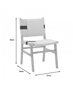 Καρέκλα Julien pakoworld rubberwood και επένδυση με σχοινί σε φυσικό-μαύρο χρώμα 61x54x85εκ