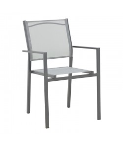 Πολυθρόνα Confidence pakoworld ανθρακί μέταλλο και γκρι textilene 54x54x86εκ