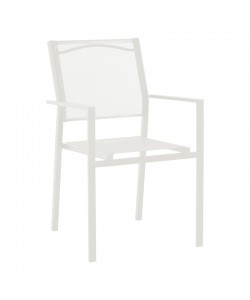 Πολυθρόνα Confidence pakoworld λευκό μέταλλο και λευκό textilene 54x54x86εκ