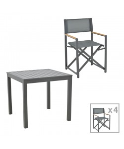 Τραπεζαρία Kliton-Mabu σετ 5τεμ pakoworld αλουμίνιο σε ανθρακί απόχρωση 80x80x74εκ