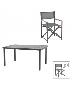 Τραπεζαρία Mabu-Kliton A σετ 5τεμ pakoworld αλουμινίου σε ανθρακί απόχρωση 150x80x74εκ