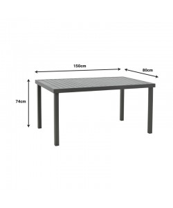 Τραπεζαρία Clutch -Kliton A σετ 5τεμ pakoworld ανθρακί αλουμίνιο και pe rattan σε φυσική απόχρωση150x80x74εκ