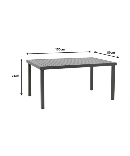 Τραπεζαρία Clutch -Kliton A σετ 5τεμ pakoworld ανθρακί αλουμίνιο και pe rattan σε φυσική απόχρωση150x80x74εκ