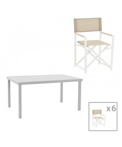 Τραπεζαρία Kliton-Mabu σετ 7τεμ pakoworld αλουμίνιο σε λευκή απόχρωση 150x80x74εκ