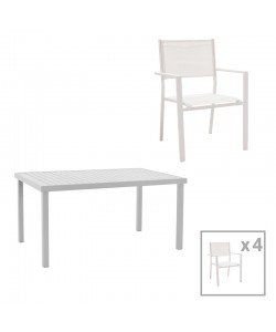 Τραπεζαρία Kliton-Moly σετ 5τεμ pakoworld αλουμίνιο σε λευκή απόχρωση 150x80x74εκ