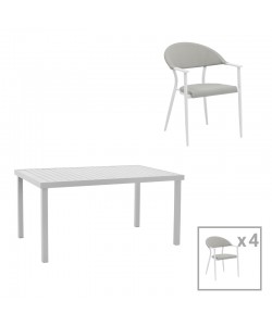 Τραπεζαρία Kliton-Norture σετ 5τεμ pakoworld αλουμίνιο σε λευκή απόχρωση 150x80x74εκ