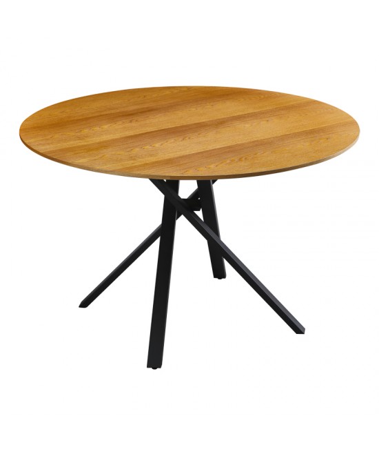 Tραπέζι Cerco pakoworld sonoma mdf και μαύρο μεταλλικό πόδι Φ120x75εκ