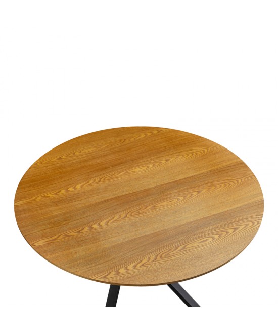 Tραπέζι Cerco pakoworld sonoma mdf και μαύρο μεταλλικό πόδι Φ120x75εκ