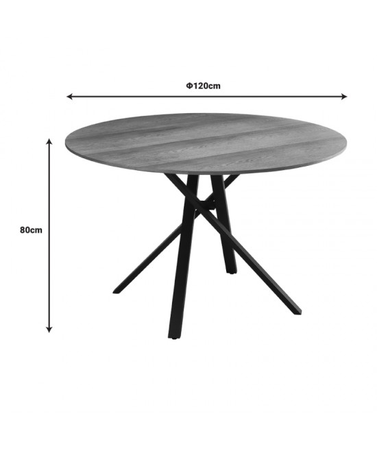 Tραπέζι Cerco pakoworld sonoma mdf και μαύρο μεταλλικό πόδι Φ120x75εκ