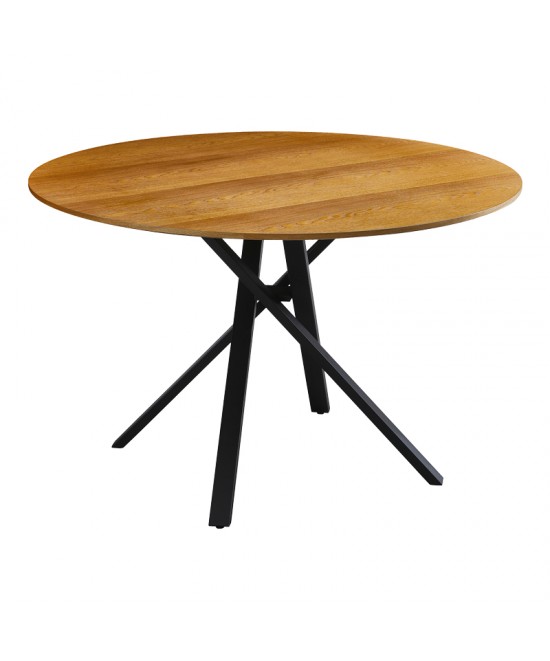 Tραπέζι Cerco pakoworld sonoma mdf και μαύρο μεταλλικό πόδι Φ120x75εκ