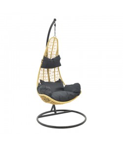 Κούνια κήπου Soleil pakoworld κρεμαστή pp σε φυσικό χρώμα και μαύρο μέταλλο 103x83x200εκ