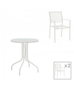 Τραπεζαρία Valor-Confidence B σετ 3τεμ pakoworld μέταλλο σε λευκή απόχρωση Φ60x70εκ