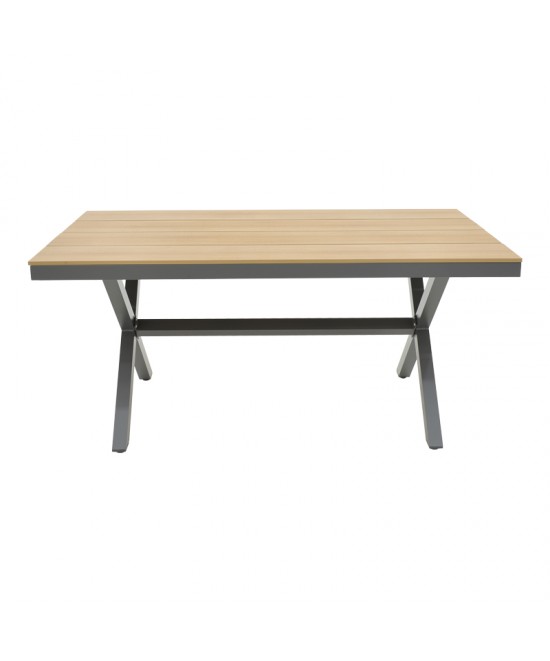 Τραπεζαρία Thorio-Azelie σετ 7τεμ pakoworld ανθρακί αλουμίνιο και plywood σε φυσική απόχρωση 160x90x75εκ