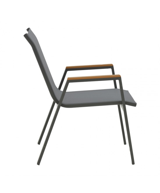 Τραπεζαρία Thorio-Azelie σετ 7τεμ pakoworld ανθρακί αλουμίνιο και plywood σε φυσική απόχρωση 160x90x75εκ