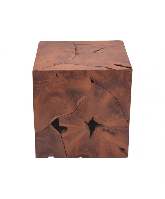 Σκαμπό Boxy Inart φυσικό μασίφ ξύλο teak 40x40x40εκ