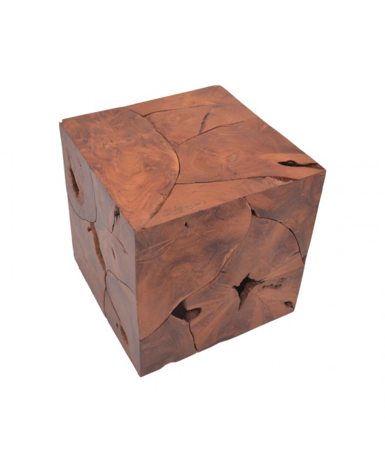 Σκαμπό Boxy Inart φυσικό μασίφ ξύλο teak 40x40x40εκ