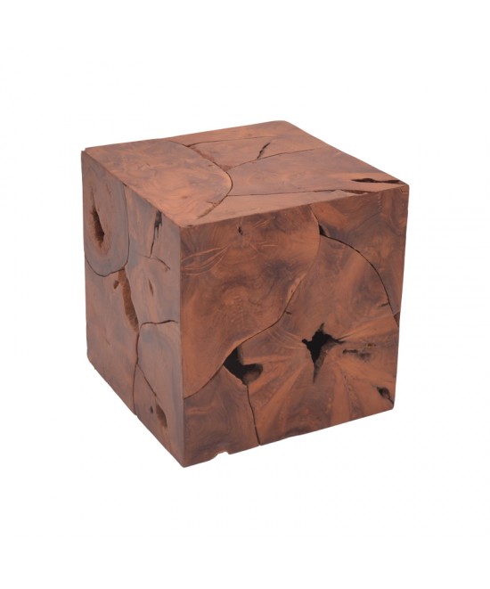 Σκαμπό Boxy Inart φυσικό μασίφ ξύλο teak 40x40x40εκ