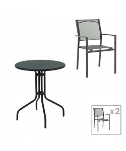 Τραπεζαρία Vergo-Confidence σετ 3τεμ pakoworld μέταλλο σε μαύρη απόχρωση Φ60x70εκ