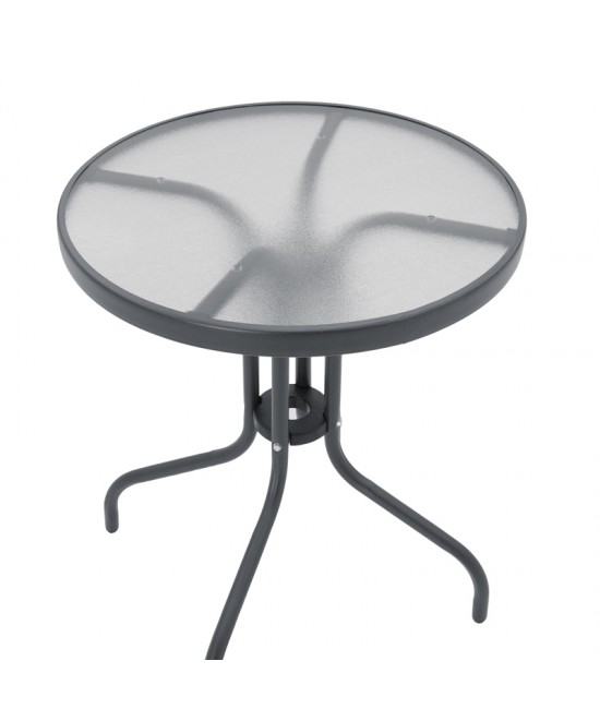 Τραπεζαρία Watson-Confidence A σετ 3τεμ pakoworld μέταλλο σε ανθρακί απόχρωση Φ60x70εκ