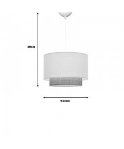 Φωτιστικό οροφής Newbay pakoworld ύφασμα και ψάθα σε λευκό-φυσικό χρώμα Φ30x20εκ