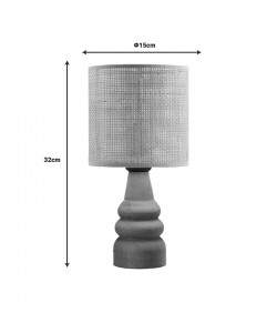 Επιτραπέζιο φωτιστικό Salpe pakoworld ξύλο οξιάς και pe rattan σε φυσικό χρώμα Φ15x32εκ